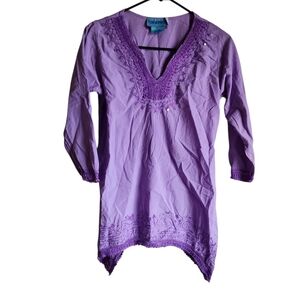Periwinkle Vintage Purple Embroidered Tunic Medium